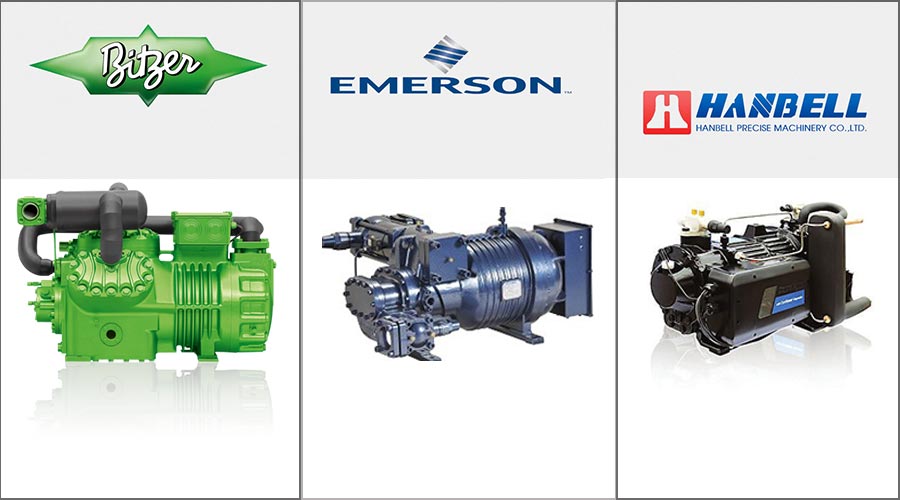 品牌制冷機組比澤爾、艾默生和漢鐘